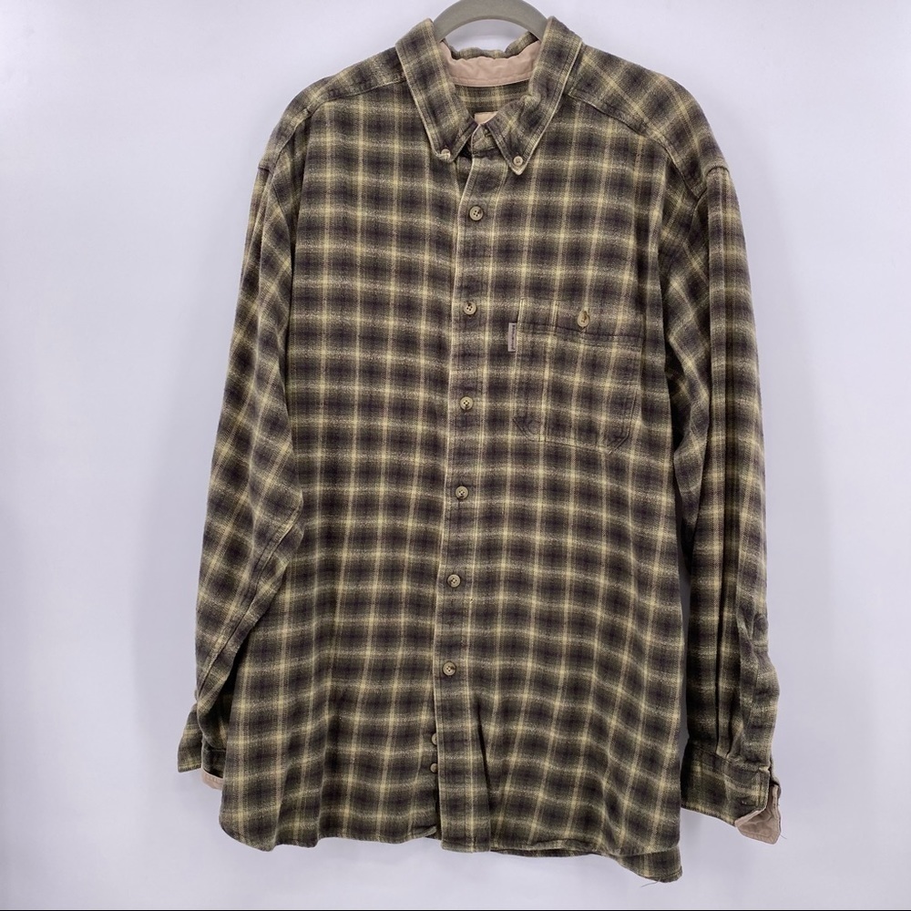 Woolrich Vintage Cotton Flannel Long Sleeve Button Down Green Plaid Size XL